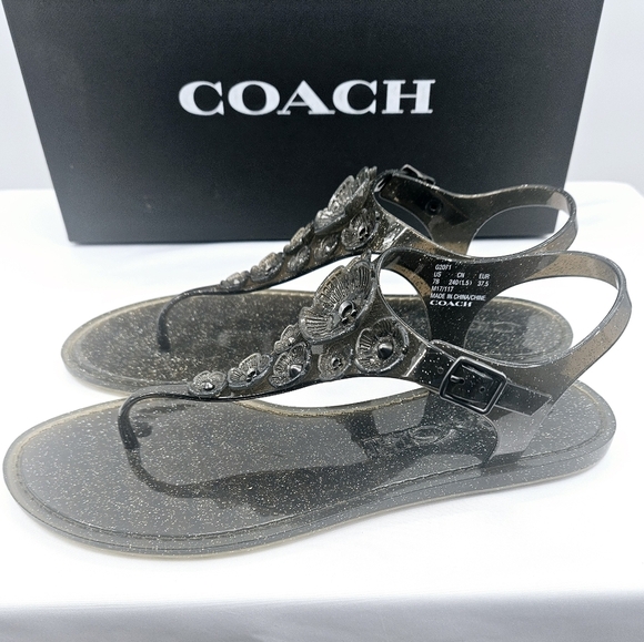 Coach Women's Black Jelly Sandals - Picture 4 of 10